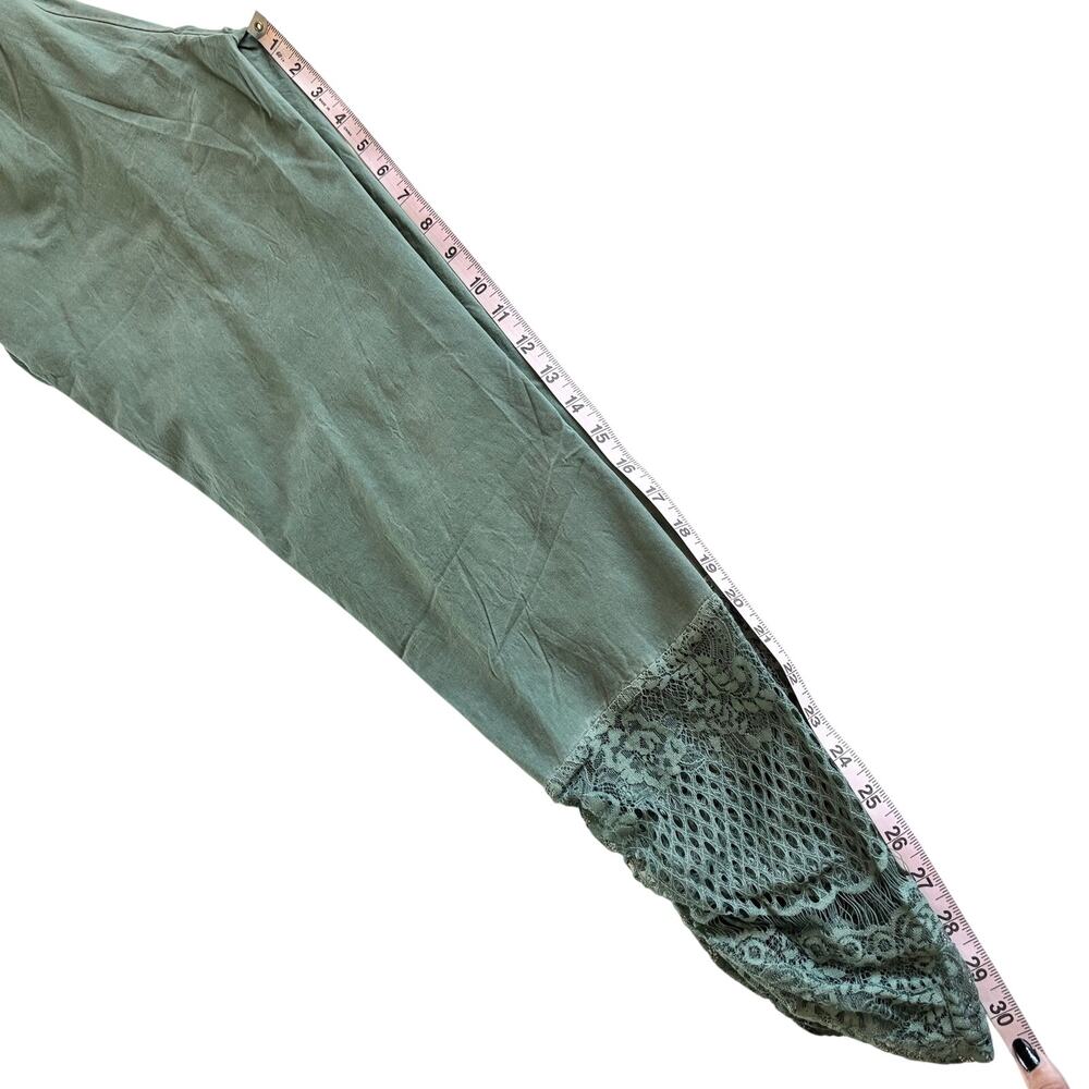 Pretty Angel Moss Green Linen Blend Pull On Tapered Pants Artsy Eclectic Large - Picture 8 of 8